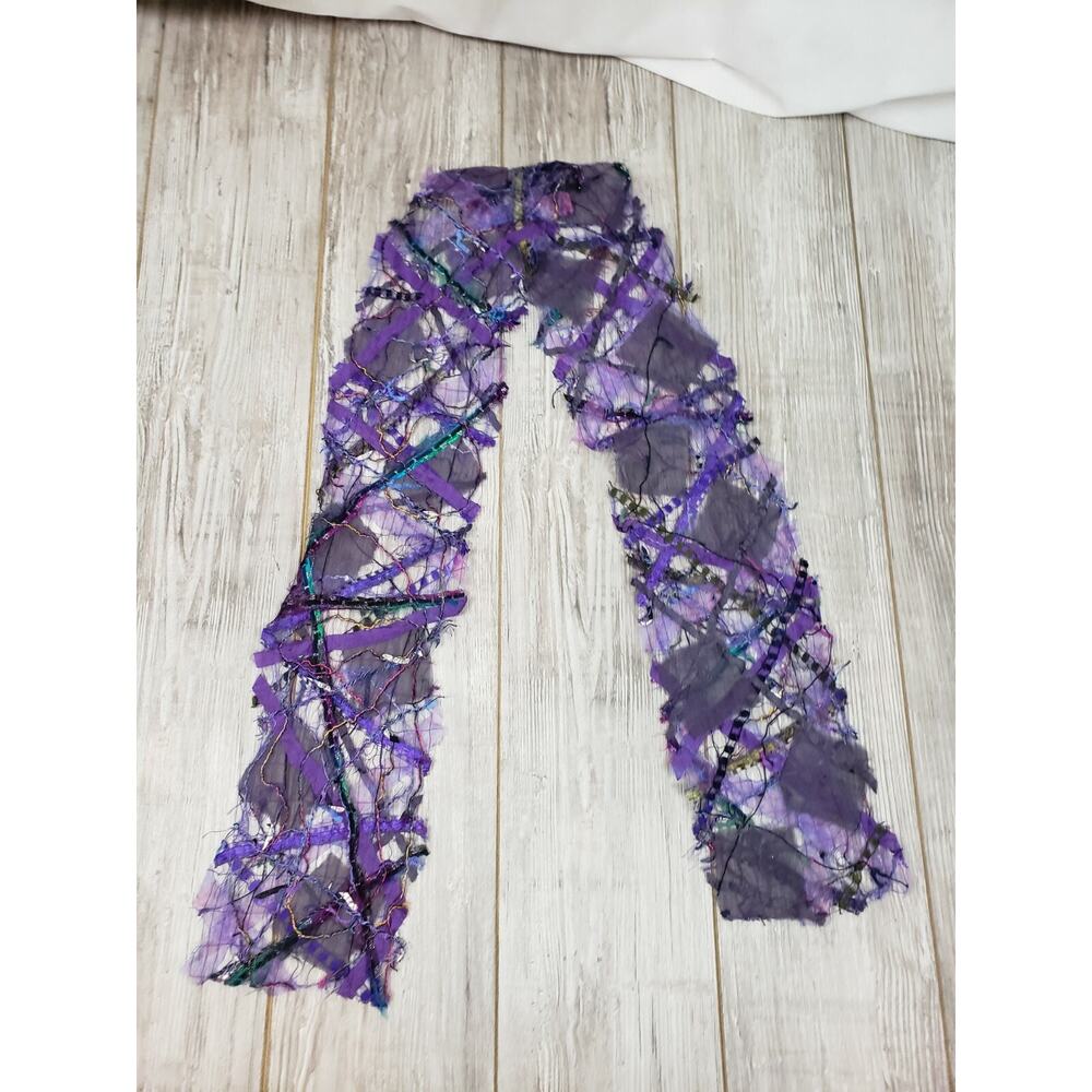 Joann‎ Chainson silk Ribbon Scarf Purple Pink 68" x 7" One of a kind Wrap